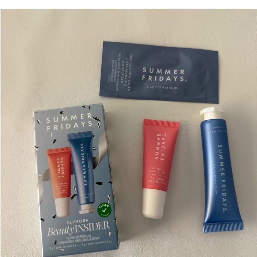 Summer Fridays Set—Jet Lag Mask & Pink Sugar Lip Butter + Sample Cushion Cream